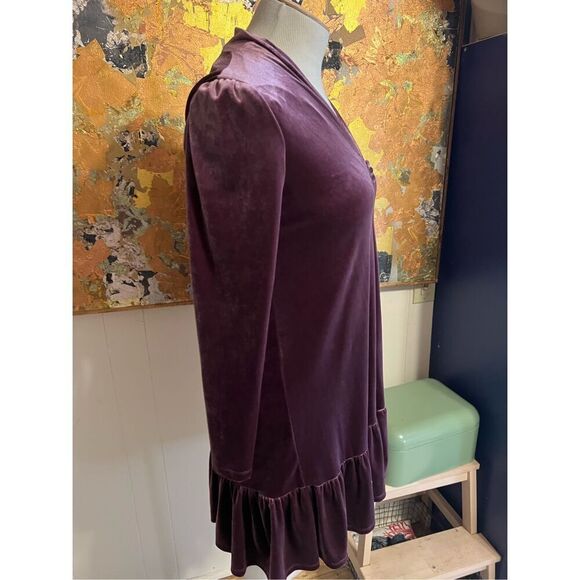 Taylor Purple Velvet Moni Dress With Ruffle Hem Size Gen S - Picture 5 of 10